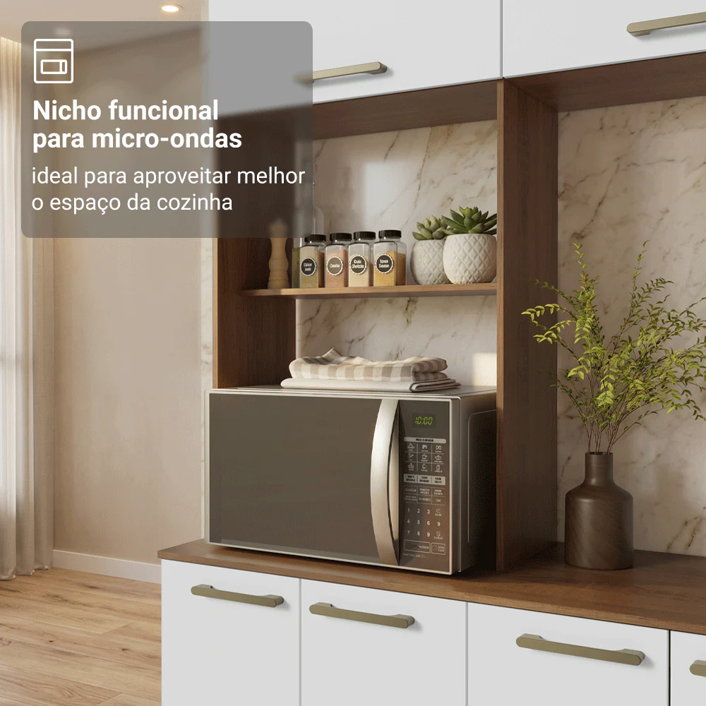 Armário de Cozinha Completa 265 cm Rustic/Branco Lille Madesa 01 - Image 8