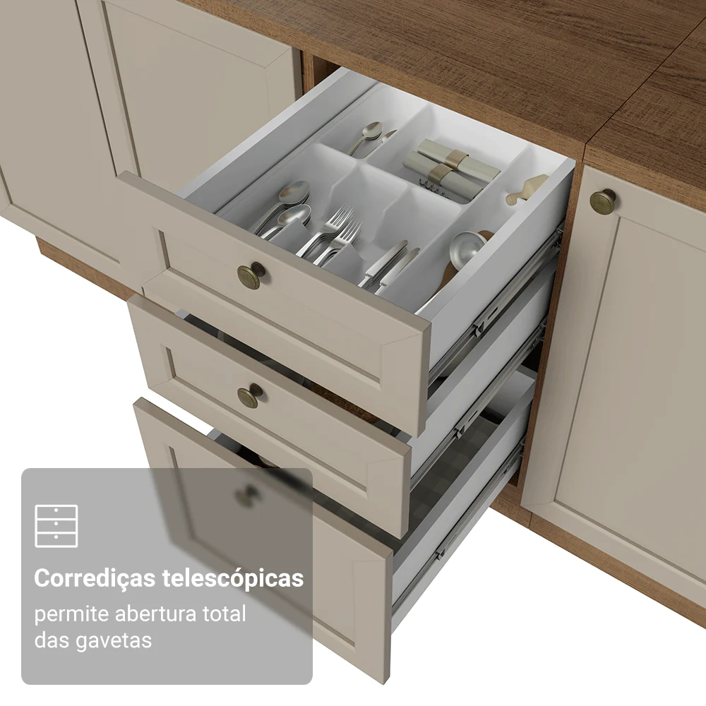 Armário de Cozinha Completa 270 cm Rustic/Crema Vik Madesa 02 - Image 7
