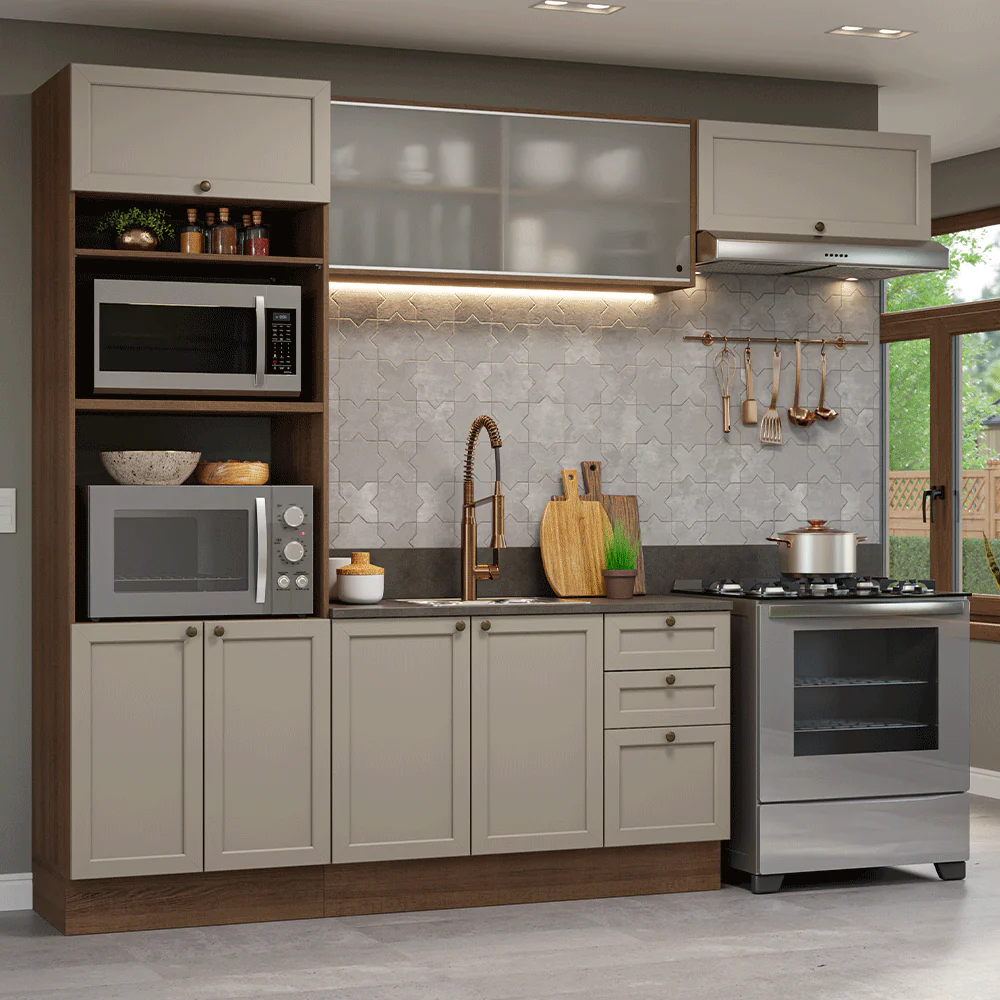 Armário de Cozinha Completa 270 cm Rustic/Crema Vik Madesa 03