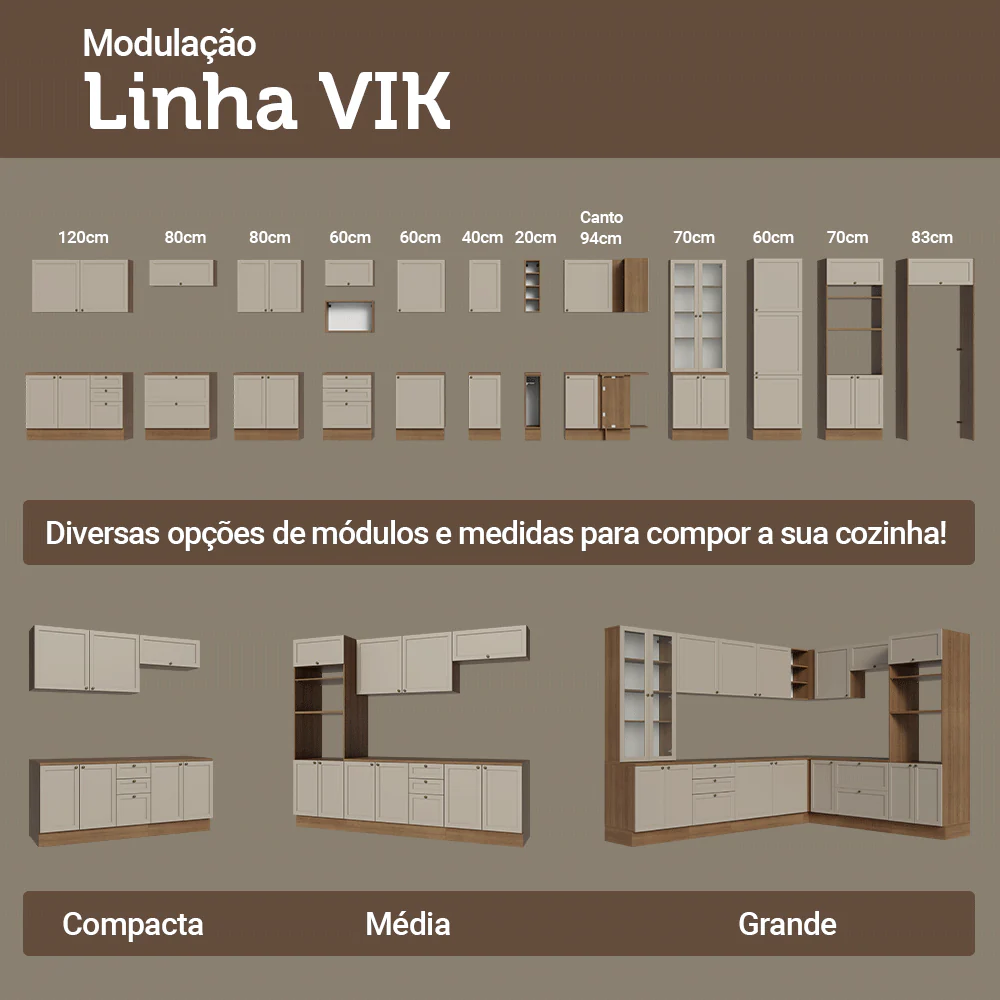 Armário de Cozinha Completa 270 cm Rustic/Crema Vik Madesa 04 - Image 10