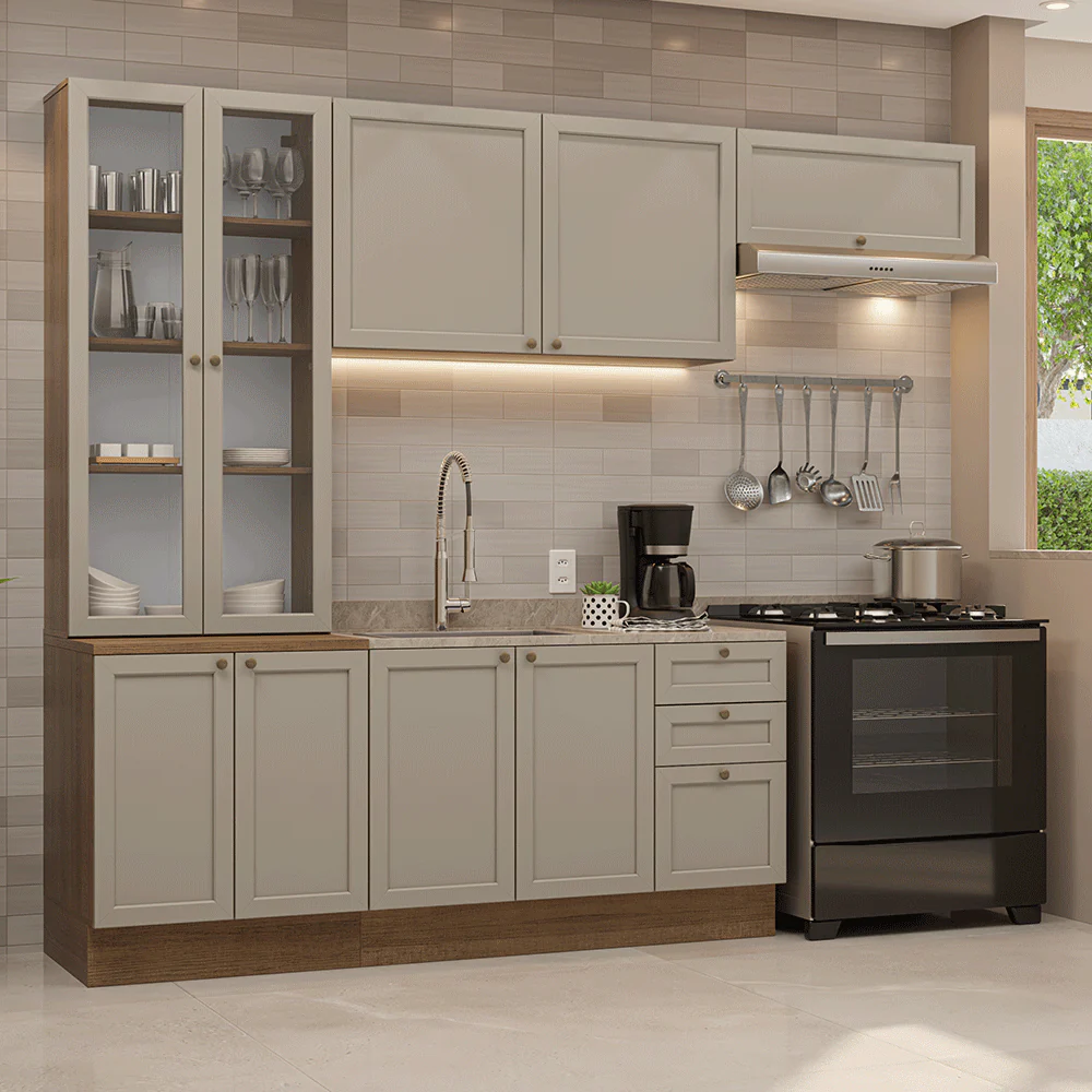 Armário de Cozinha Completa 270 cm Rustic/Crema Vik Madesa 05