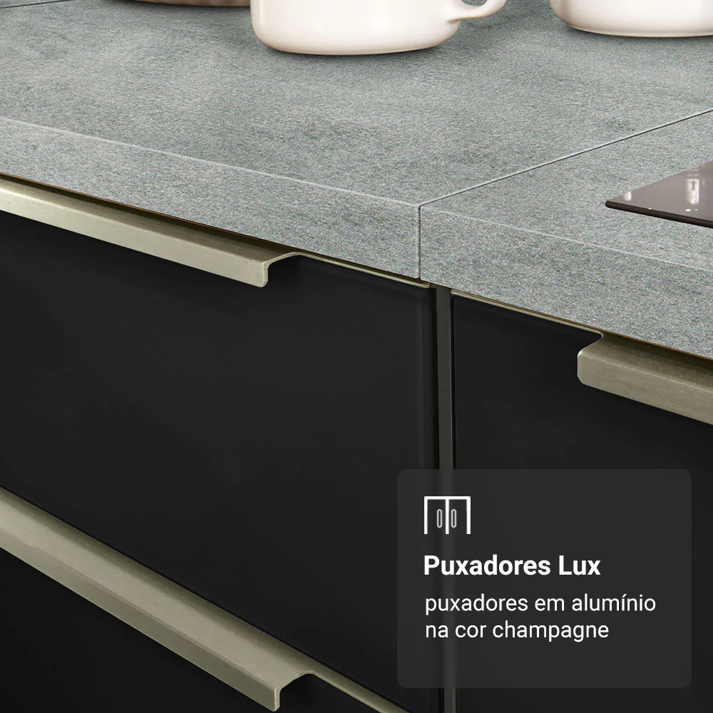 Armário de Cozinha Completa 280 x 60 cm Branco/Preto Lux Madesa 02 - Image 7