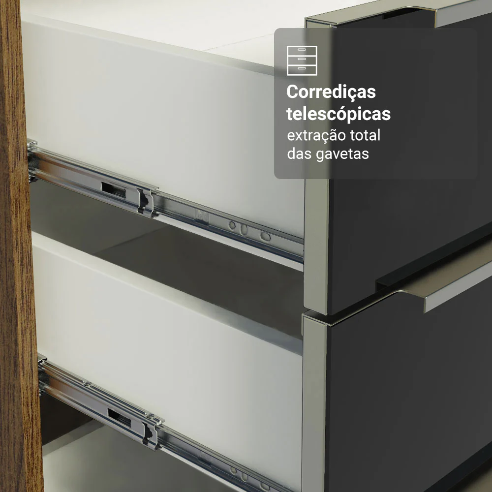 Armário de Cozinha Completa 280 cm Rustic/Preto Lux Madesa 01 - Image 6