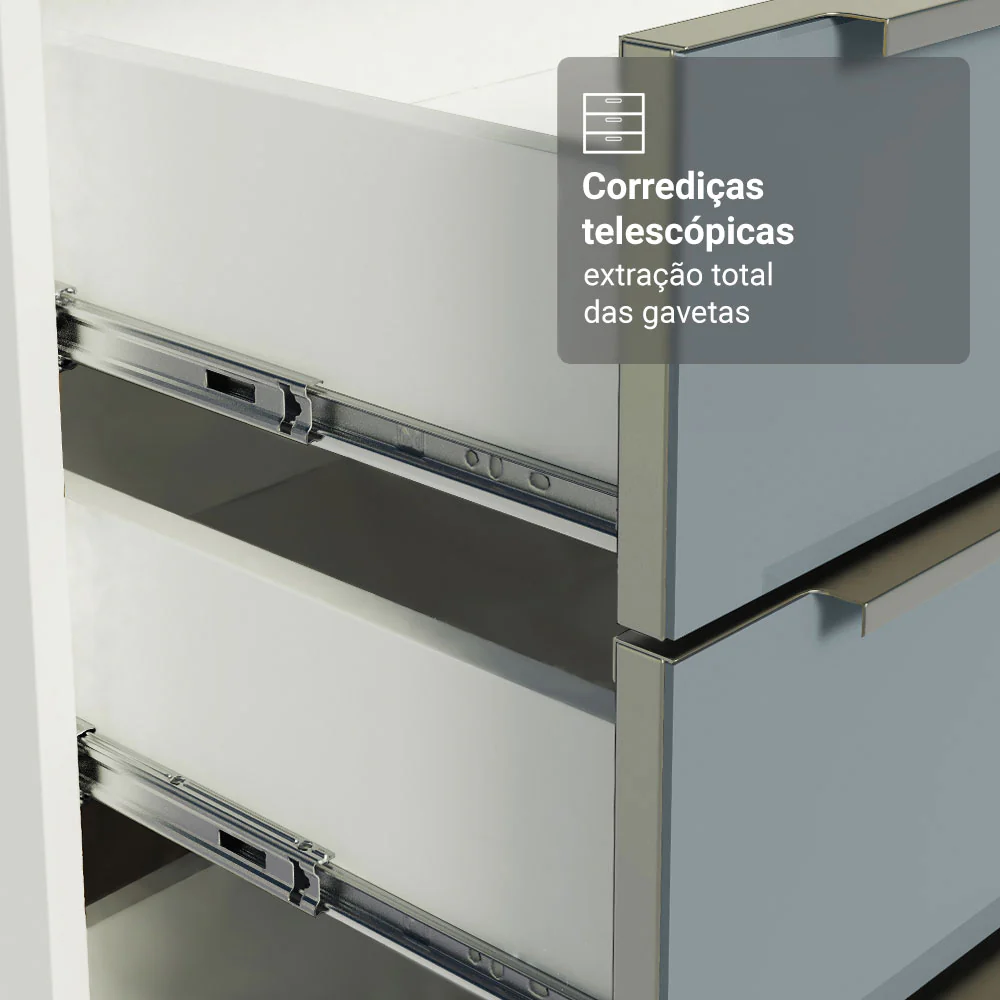 Armário de Cozinha Completa 310 x 60 cm Branco/Cinza Lux Madesa 04 - Image 6