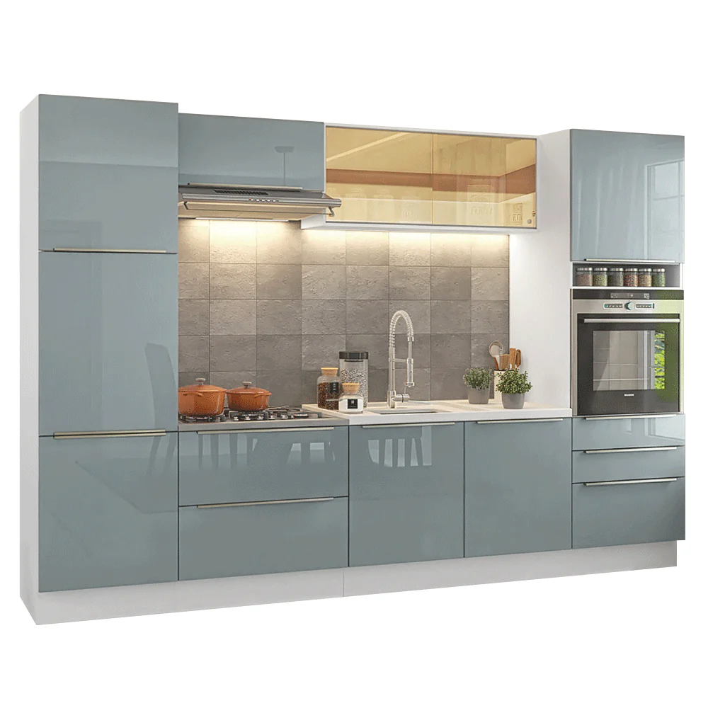 Armário de Cozinha Completa 320 cm Branco/Cinza Lux Madesa 08 - Image 2