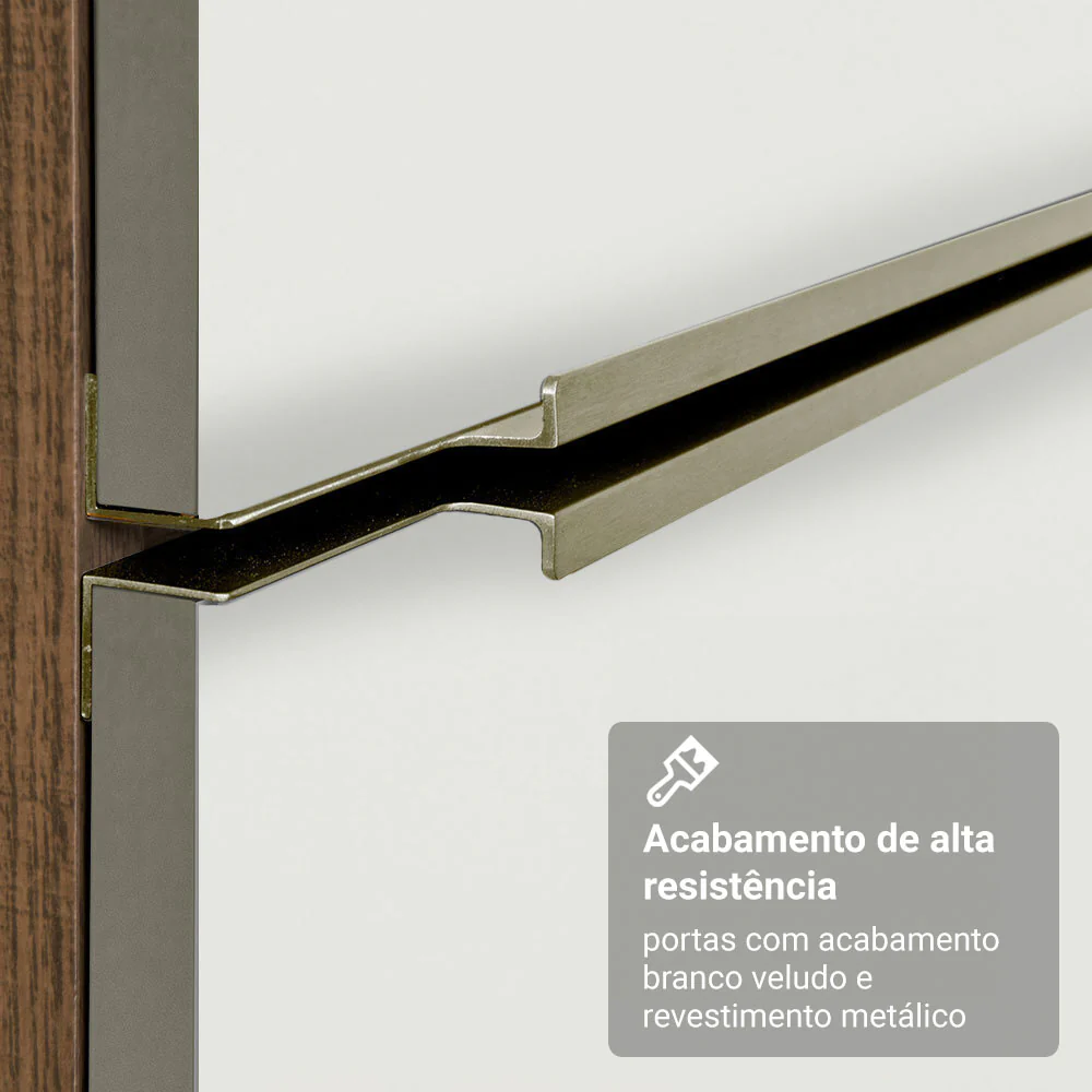 Armário de Cozinha Completa 350 x 60 cm Rustic/Branco Veludo Lux Madesa 02 - Image 8