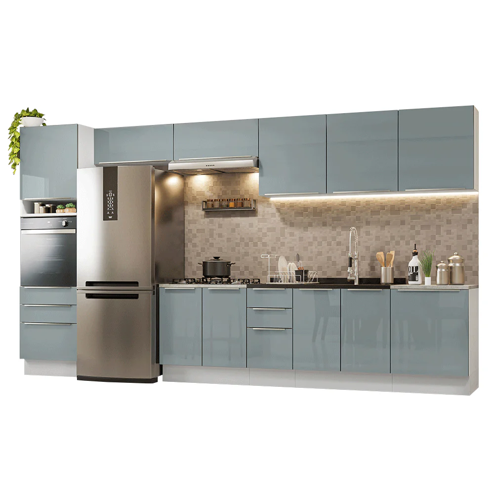Armário de Cozinha Completa 400 cm Branco/Cinza Lux Madesa 02 - Image 2