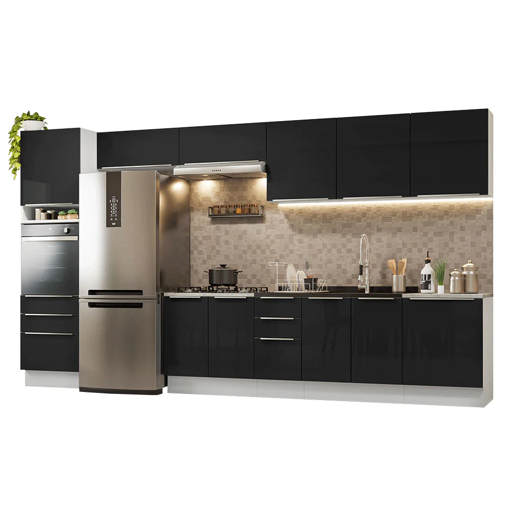 Armário de Cozinha Completa 400 cm Branco/Preto Lux Madesa 02 - Image 2