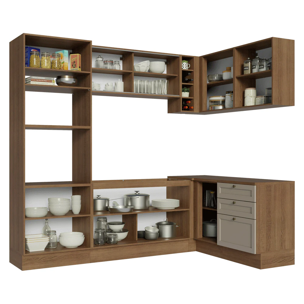 Armário de Cozinha Completa de Canto 399 cm Rustic/Crema Vik Madesa 01 - Image 12