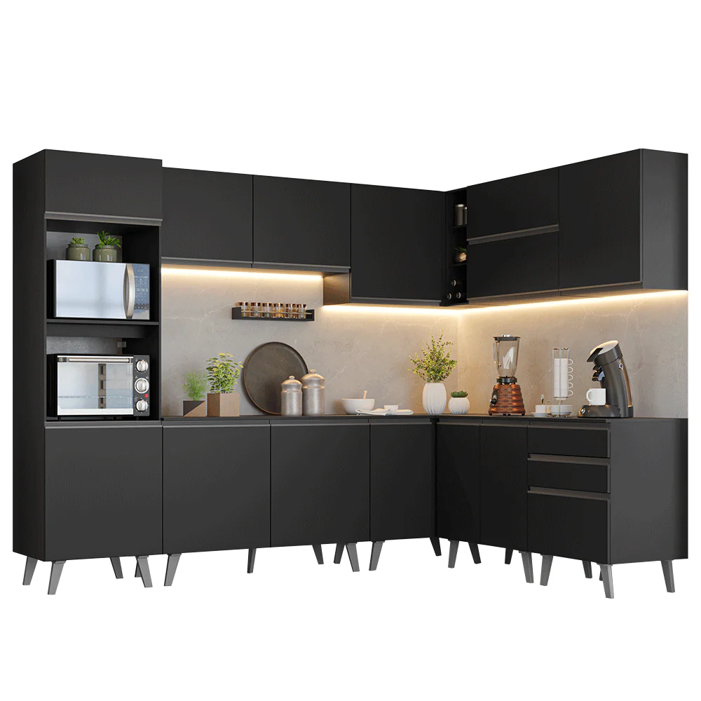 Armário de Cozinha Completa de Canto 465 cm Preto Nice Madesa 01 - Image 2