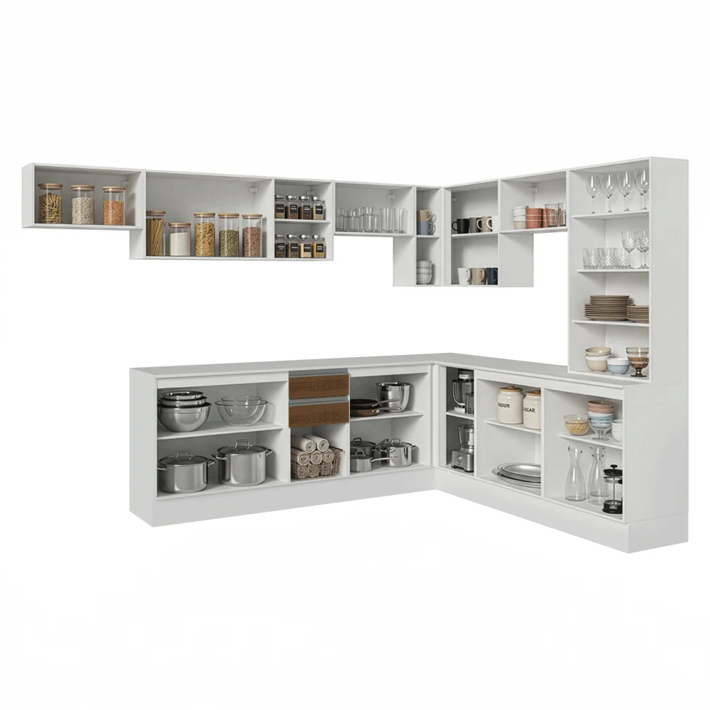 Armário de Cozinha Completa de Canto 507 cm Branco/Rustic/Crema Smart 100% MDF Madesa 01 - Image 5