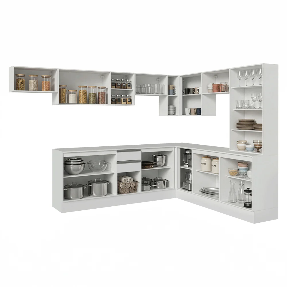 Armário de Cozinha Completa de Canto 507 cm Branco Smart 100% MDF Madesa 01 - Image 5