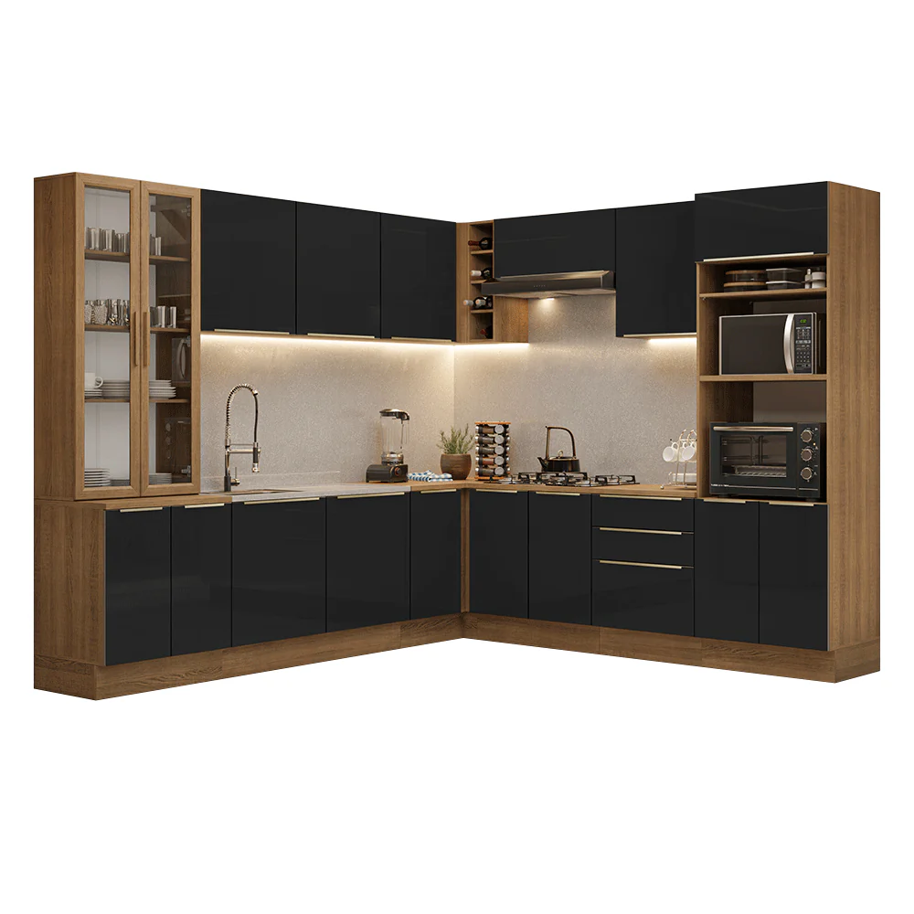 Armário de Cozinha Completa de Canto 549 cm Rustic/Preto Lux Madesa 01 - Image 2