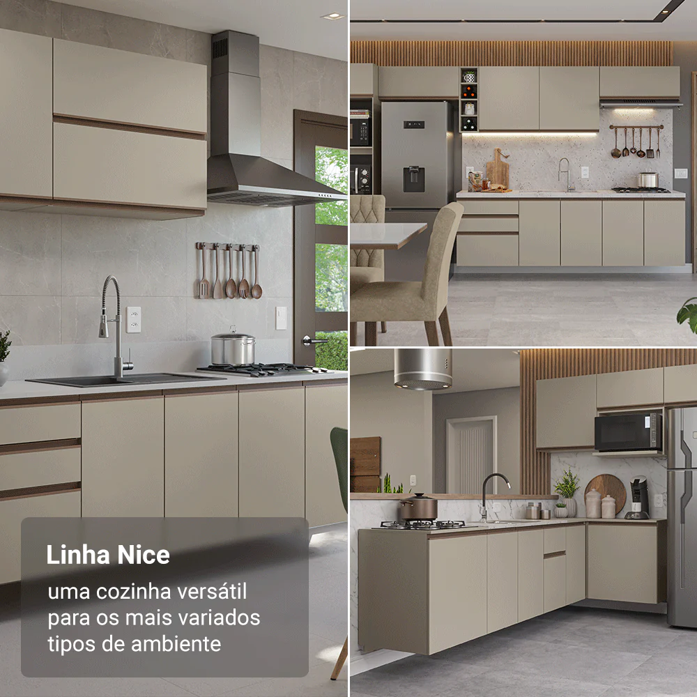 Armário de Cozinha Completa de Canto Suspenso 385cm Crema Nice Madesa 02 - Image 5