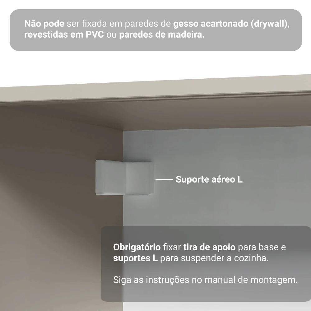 Armário de Cozinha Completa de Canto Suspenso 385cm Crema Nice Madesa 02 - Image 9