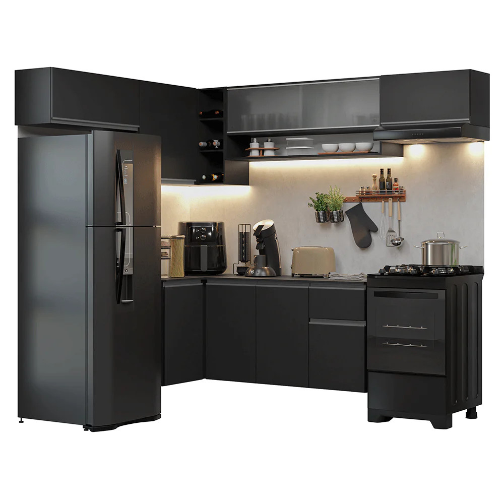 Armário de Cozinha Completa de Canto Suspenso 405 cm Preto Nice Madesa 03 - Image 2