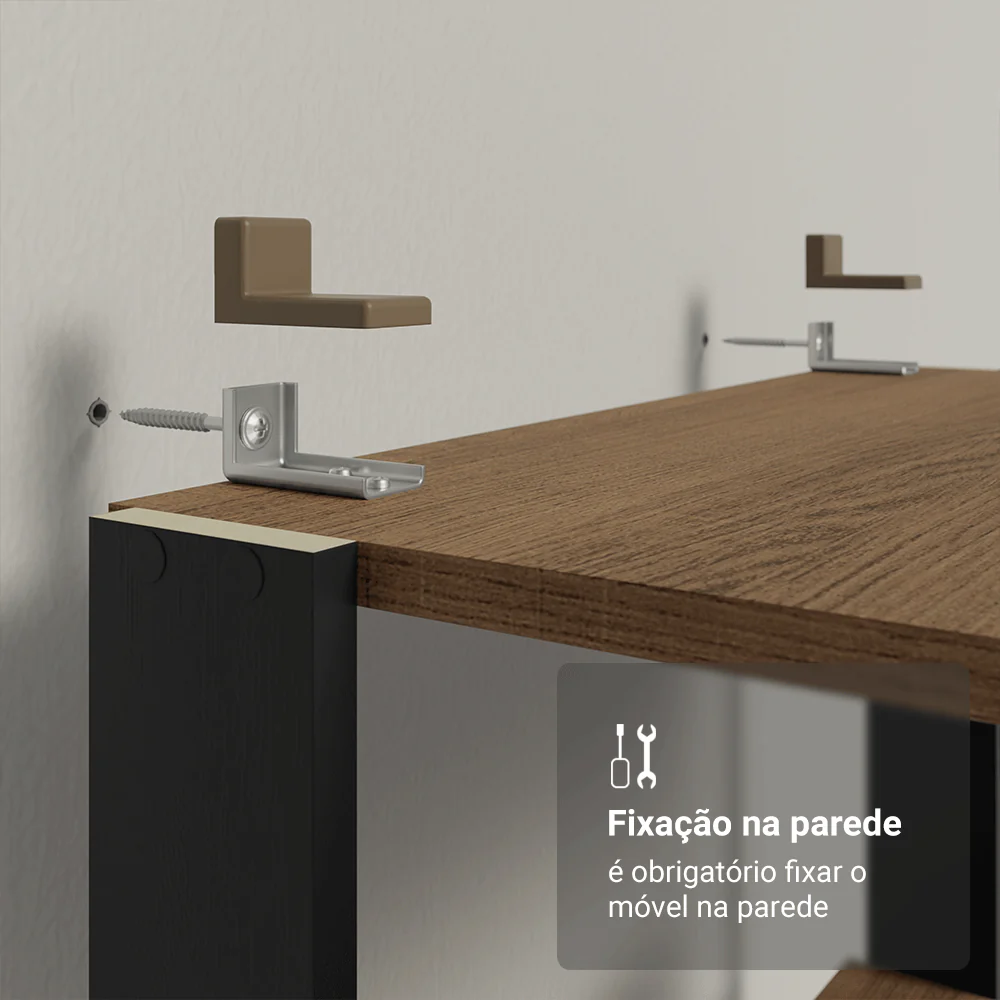 Armário Estante Multiuso Organizador Despensa de Canto 20 Prateleiras 236cm Rustic/Preto Madesa - Image 7