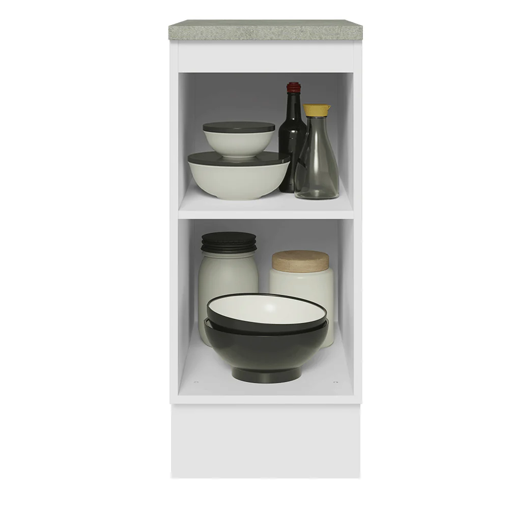 Balcão 35 x 60 cm 1 Porta (Com Tampo) Branco/Cinza Lux Madesa - Image 4