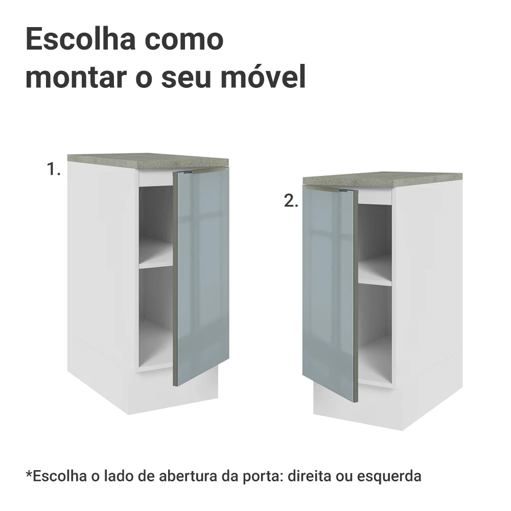 Balcão 35 x 60 cm 1 Porta (Com Tampo) Branco/Cinza Lux Madesa - Image 5