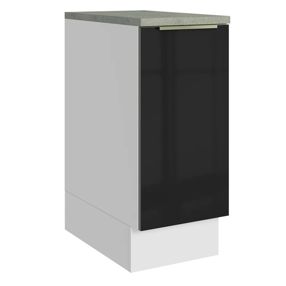 Balcão 35 x 60 cm 1 Porta (Com Tampo) Branco/Preto Lux Madesa