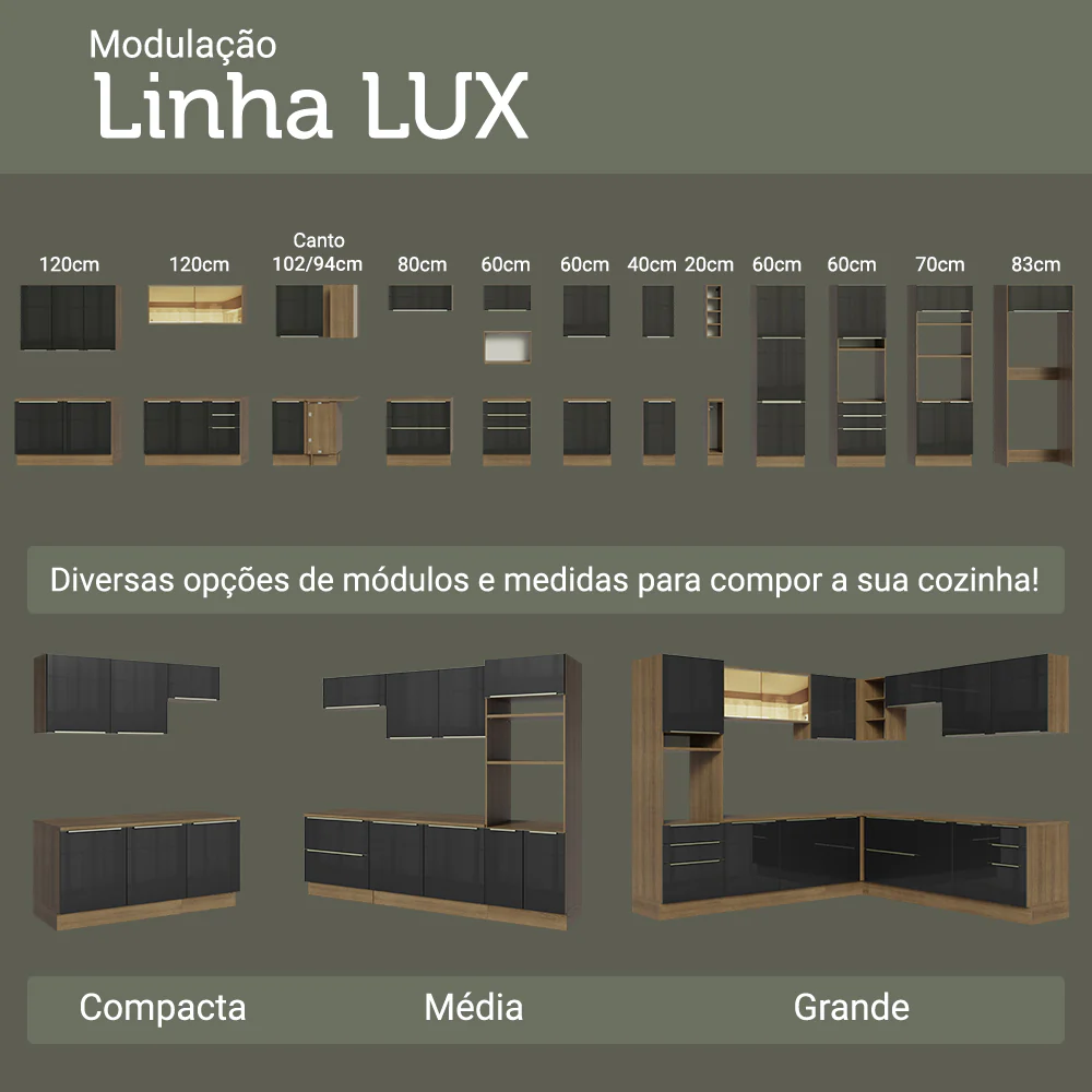 Balcão 35 x 60 cm 1 Porta (Com Tampo) Rustic/Preto Lux Madesa - Image 10