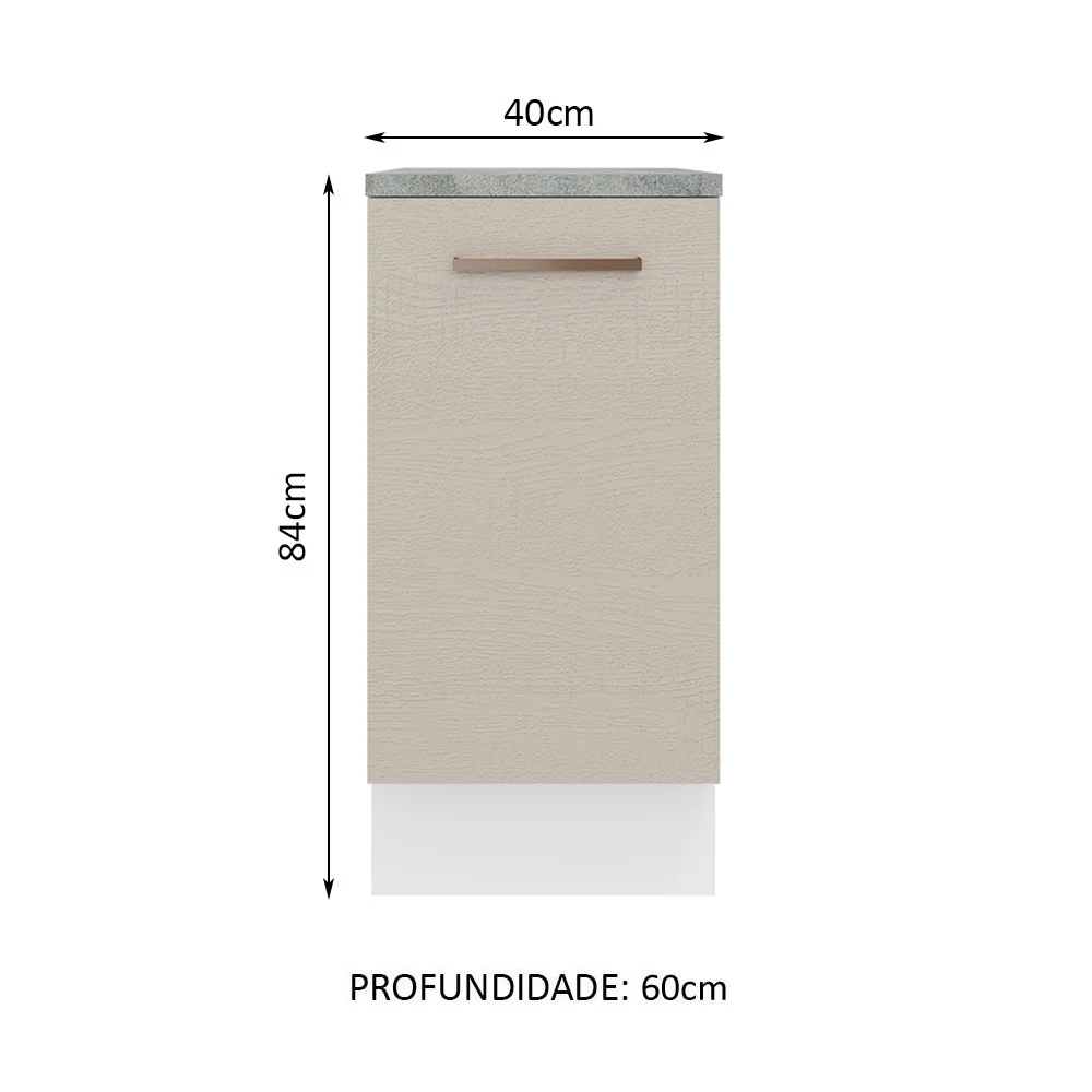 Balcão 40 x 60 cm 1 Porta (Com Tampo) Branco/Crema Agata Madesa - Image 2