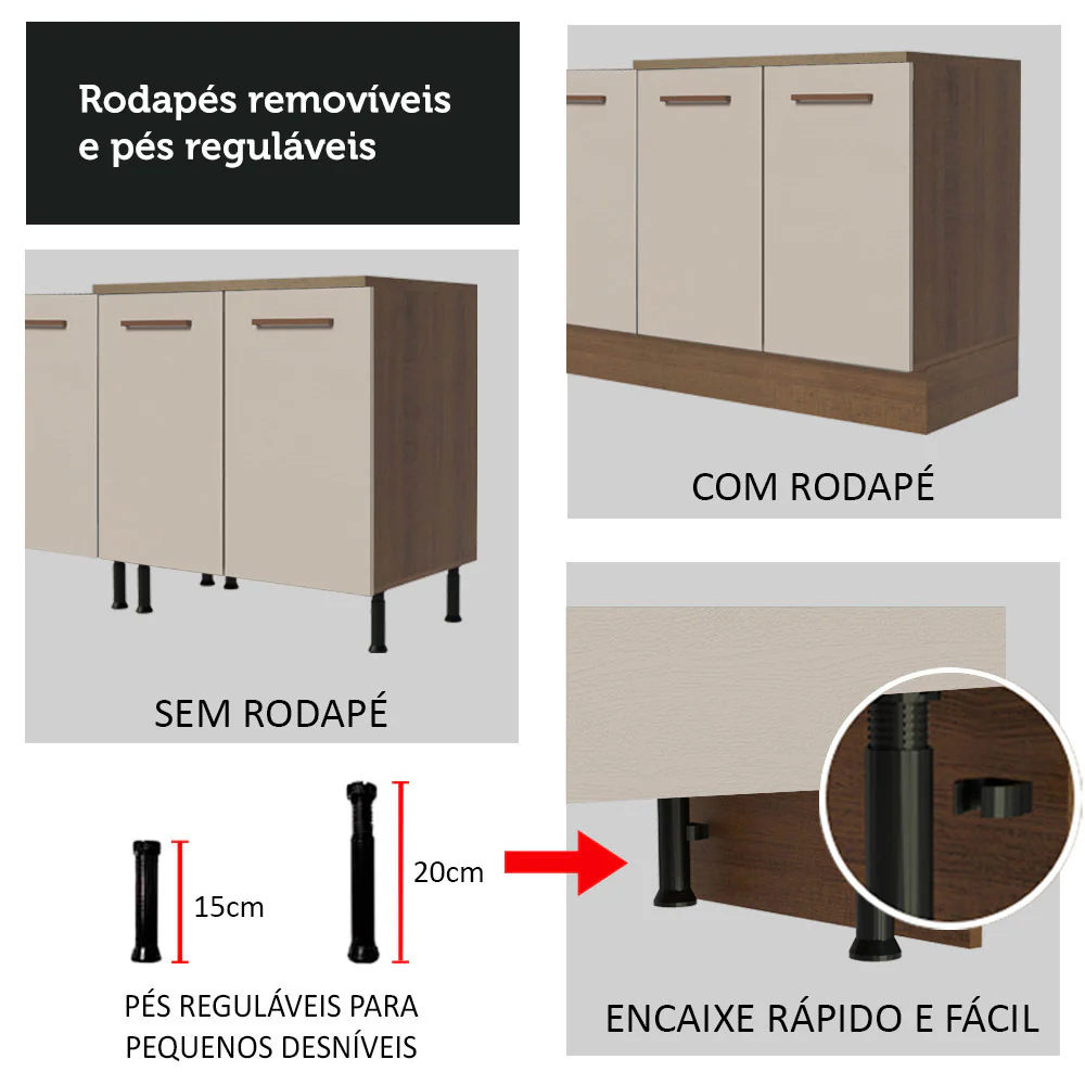Balcão 40 cm 1 Porta Rustic/Crema Agata Madesa - Image 9