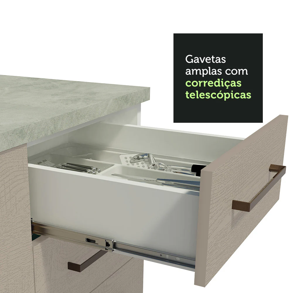 Balcão 40 cm 3 Gavetas Branco/Crema Agata Madesa - Image 6