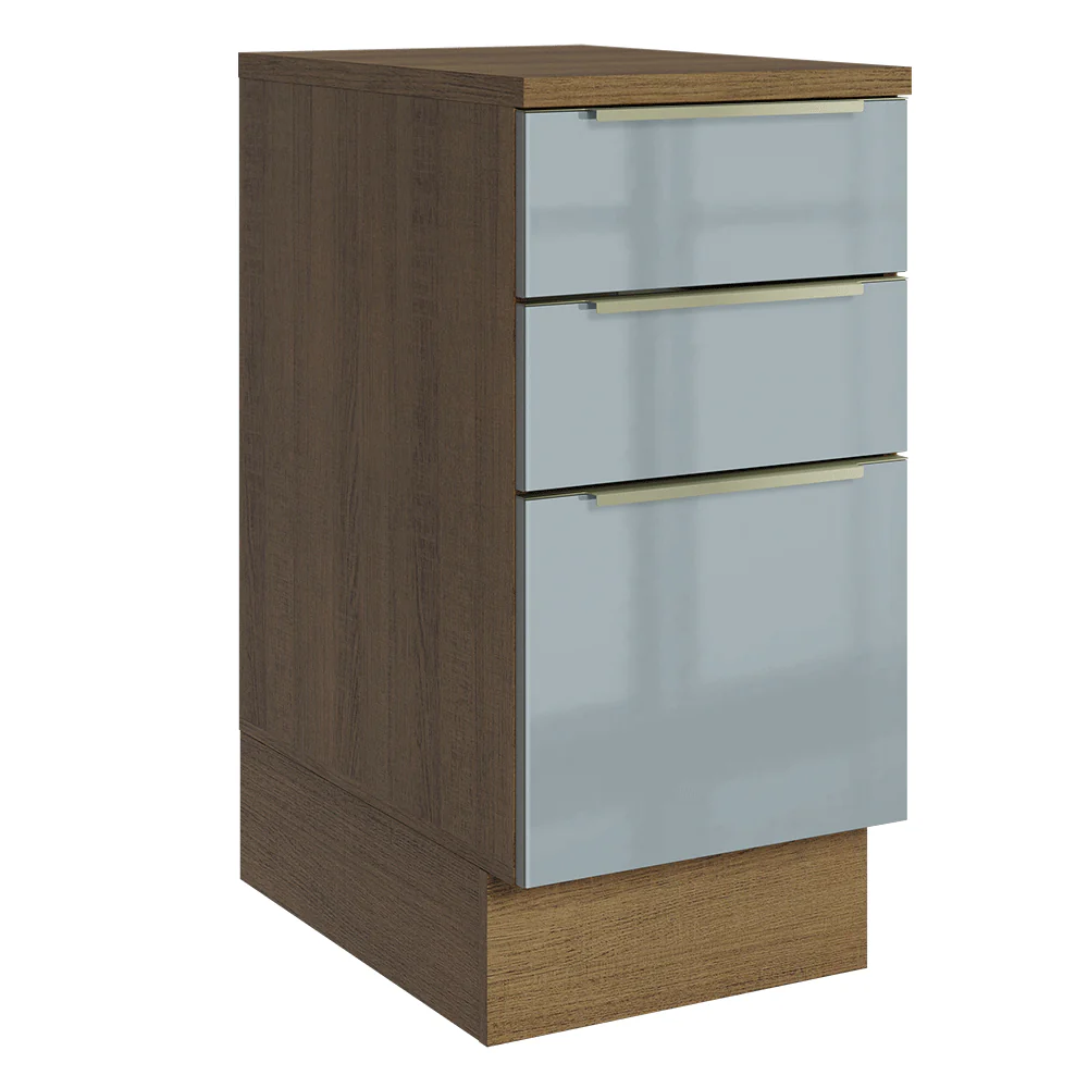Balcão 40 x 60 cm 3 Gavetas (Com Tampo) Rustic/Cinza Lux Madesa