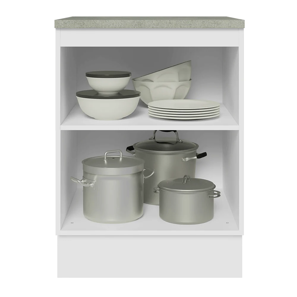 Balcão 60 x 60 cm 1 Porta (Com Tampo) Branco/Branco Veludo Lux Madesa - Image 4