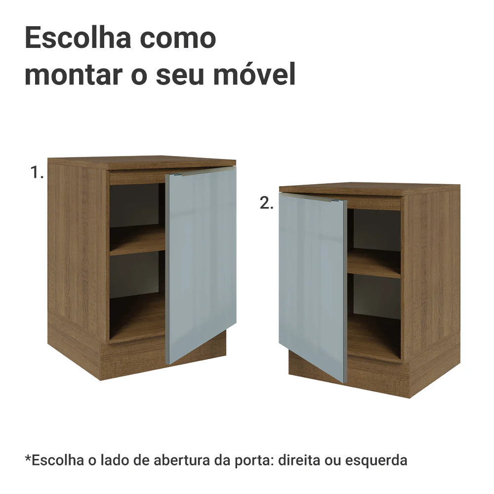Balcão 60 x 60 cm 1 Porta (Com Tampo) Rustic/Cinza Lux Madesa - Image 5