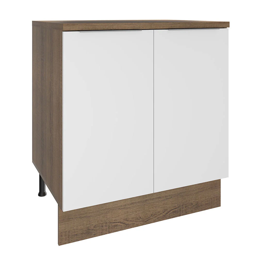 Balcão 70 x 60 cm 2 Portas (Com Tampo) Rustic/Branco Stella Madesa