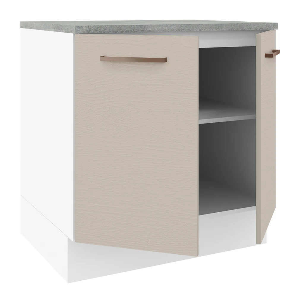 Balcão 80 x 60 cm 2 Portas (Com Tampo) Branco/Crema Agata Madesa - Image 4