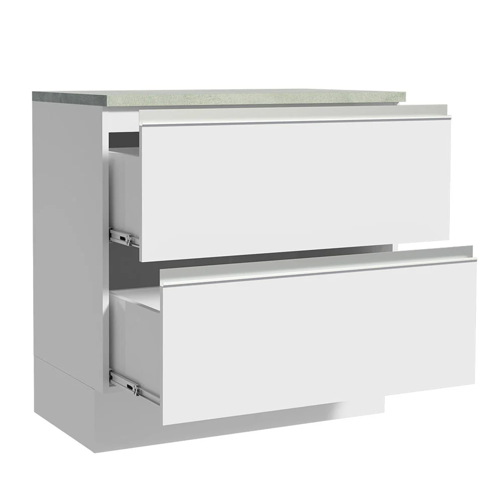 Balcão 80 cm 2 Gavetas Branco Glamy Madesa - Image 3