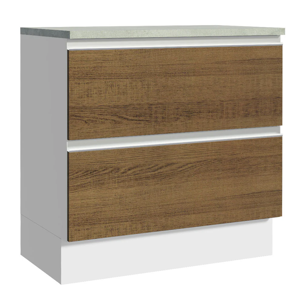 Balcão 80 cm 2 Gavetas Branco/Rustic Glamy Madesa