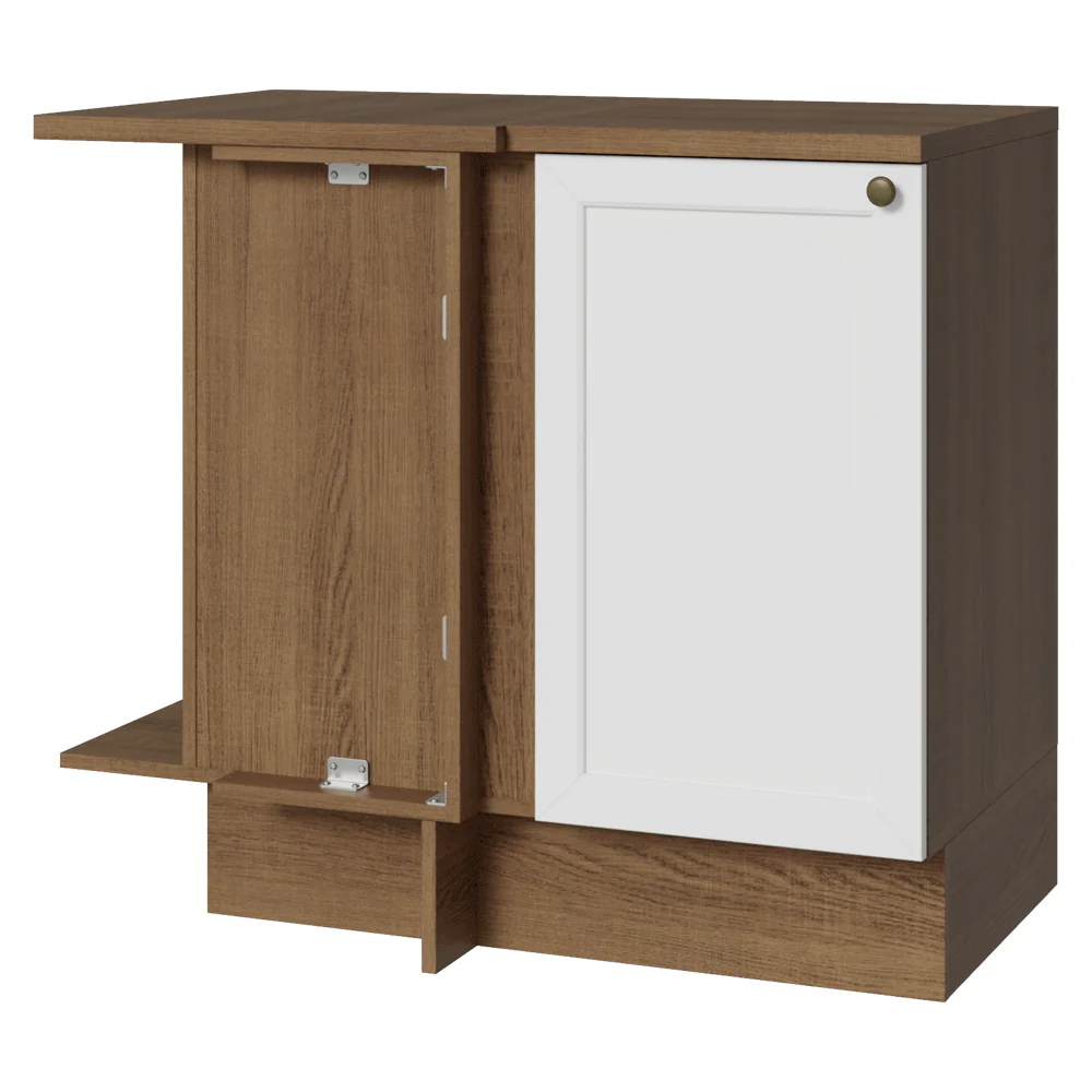 Balcão de Canto 1 Porta Rustic/Branco Vik Madesa
