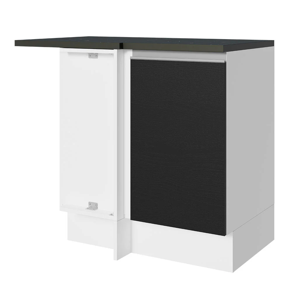 Balcão de Canto 100% MDF 1 Porta Branco/Preto Acordes Madesa
