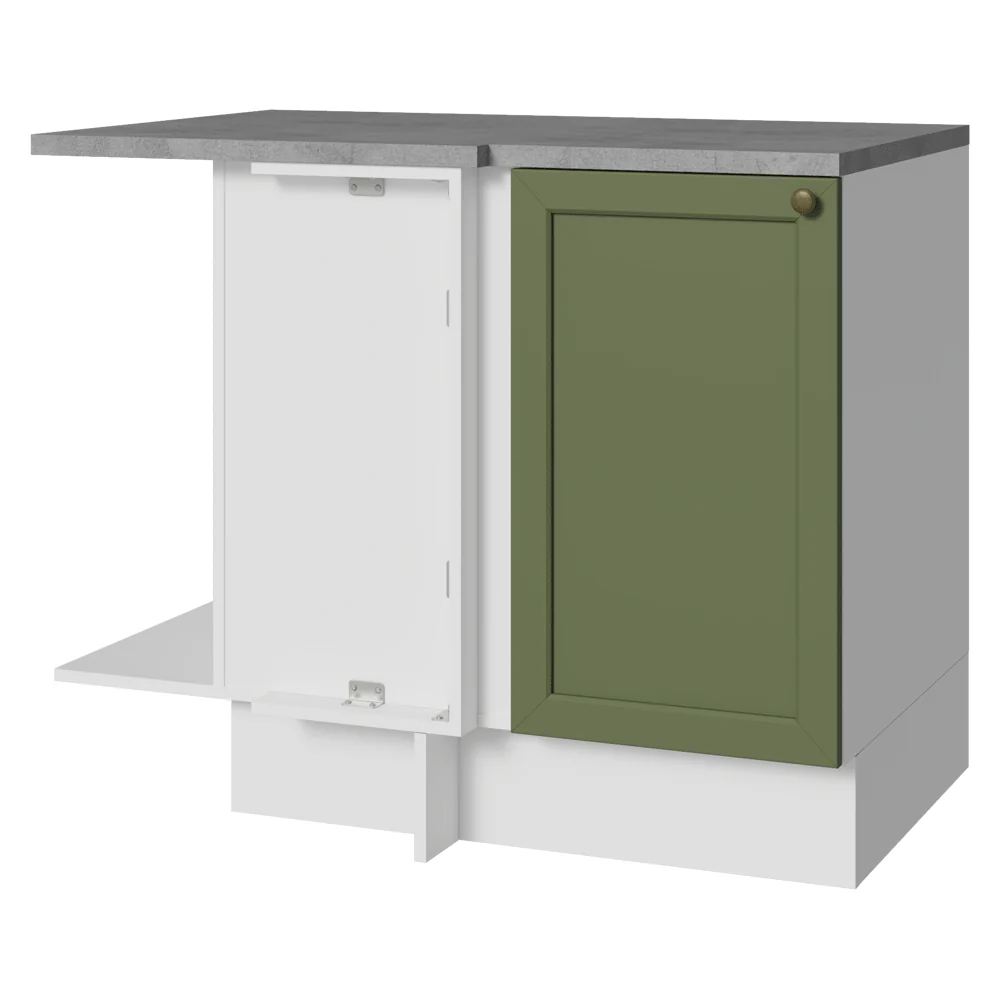 Balcão de Canto para Linha de 60 cm Profundidade (Com Tampo) Branco/Verde Vik Madesa