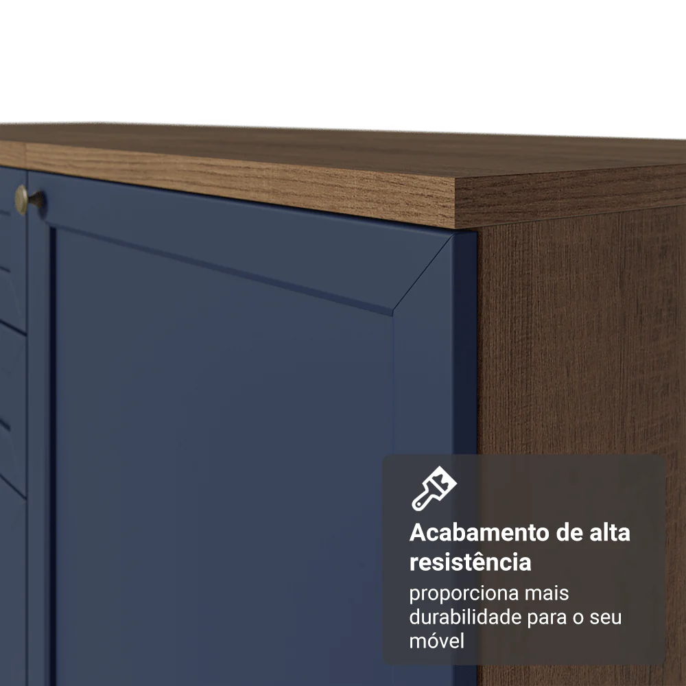 Balcão de Canto para Linha de 60 cm Profundidade (Com Tampo) Rustic/Azul Vik Madesa - Image 8