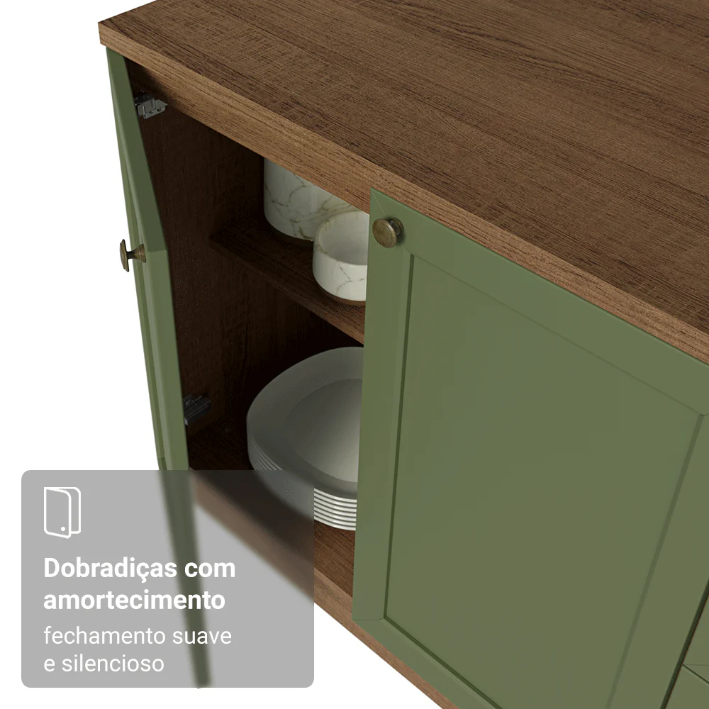 Balcão de Canto para Linha de 60 cm Profundidade (Com Tampo) Rustic/Verde Vik Madesa - Image 7