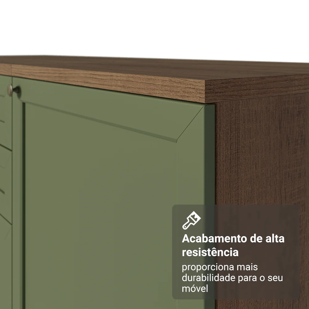 Balcão de Canto para Linha de 60 cm Profundidade (Com Tampo) Rustic/Verde Vik Madesa - Image 8