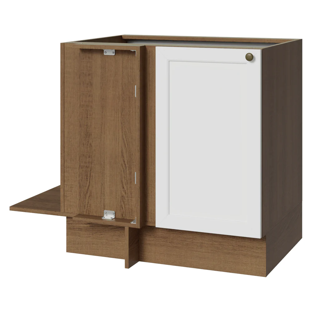 Balcão de Canto para Linha de 60 cm Profundidade (Sem Tampo) Rustic/Branco Vik Madesa