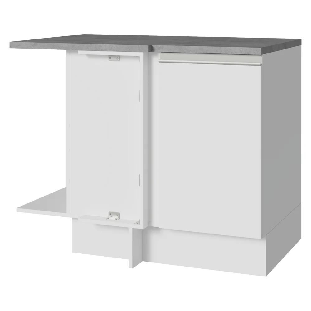 Balcão de Canto Madesa Glamy 1 Porta 60 cm Profundidade (Com Tampo) Branco
