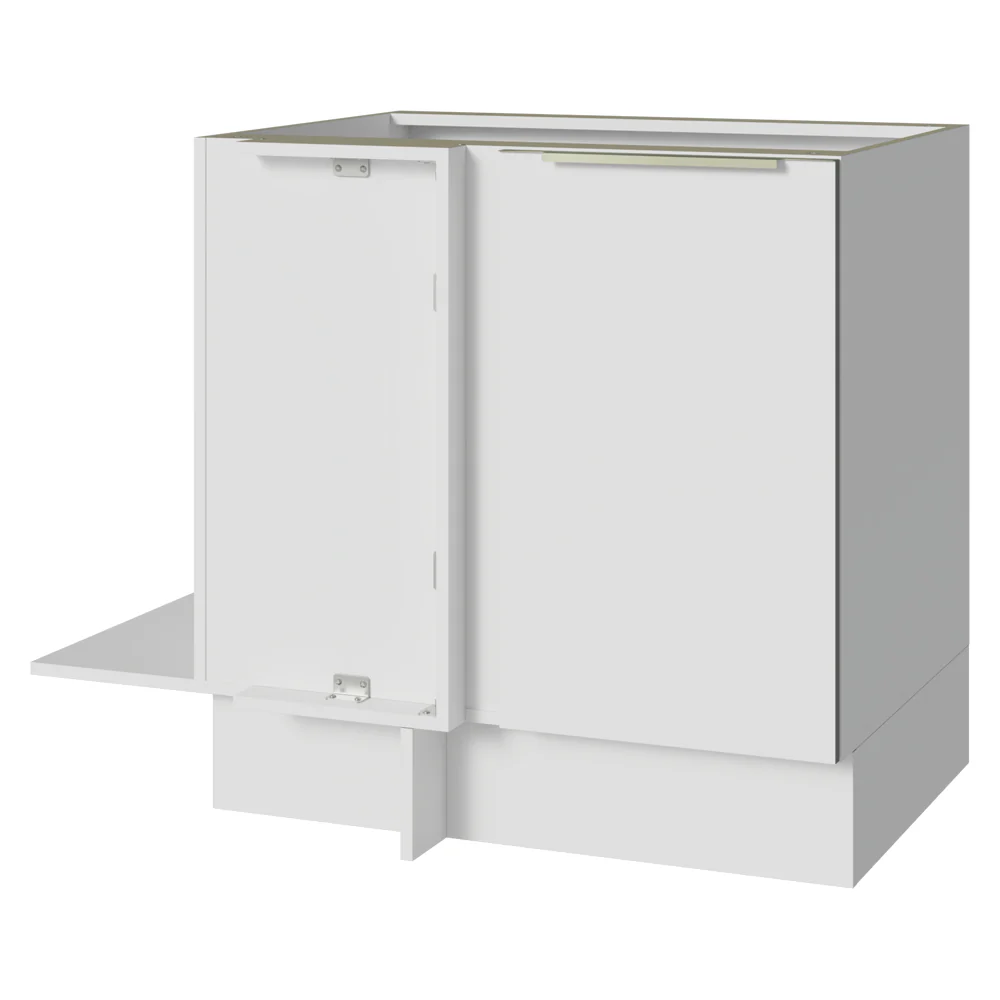 Balcão de Canto para Linha de 60 cm de Profundidade 1 Porta (Sem Tampo) Branco/Branco Veludo Lux Madesa