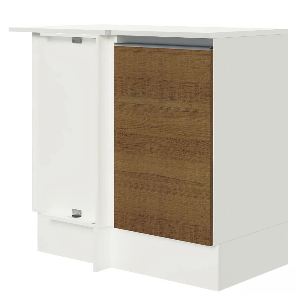 Balcão de Canto Madesa Smart 100% MDF com Tampo 1 Porta Branco/Rustic
