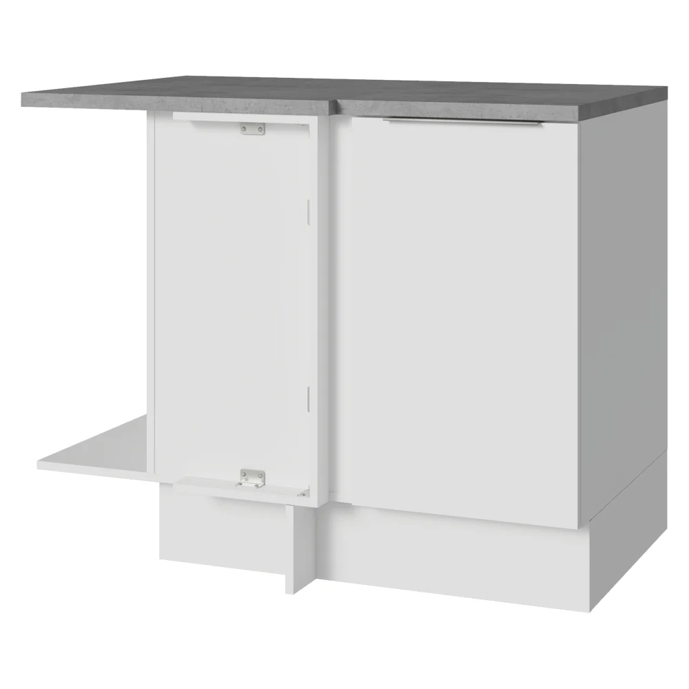 Balcão de Canto Madesa Stella 1 Porta 60 cm Profundidade (Com Tampo) Branco