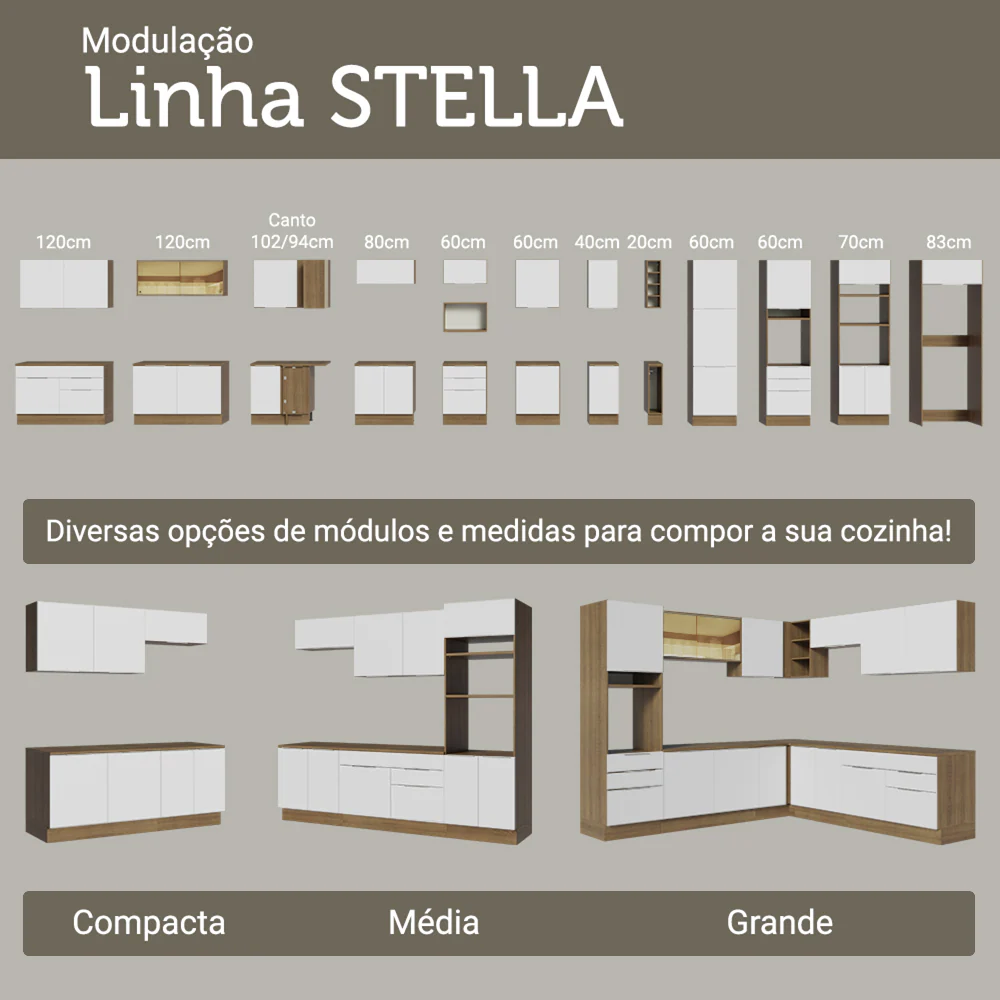 Balcão de Canto Madesa Stella 1 Porta 60 cm Profundidade (Com Tampo) Rustic/Branco - Image 8