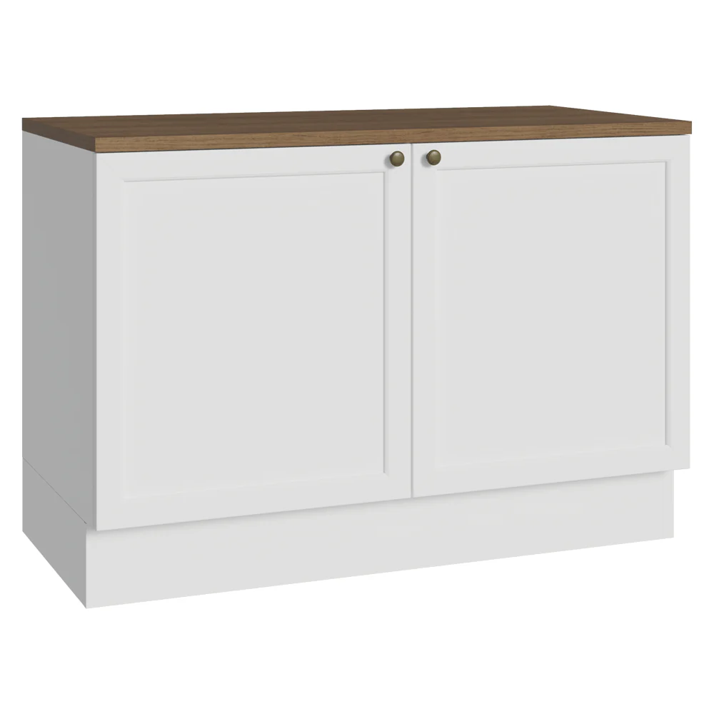 Balcão de Cozinha 120 x 60 cm 2 Portas (Com Tampo) Branco/Rustic Vik Madesa
