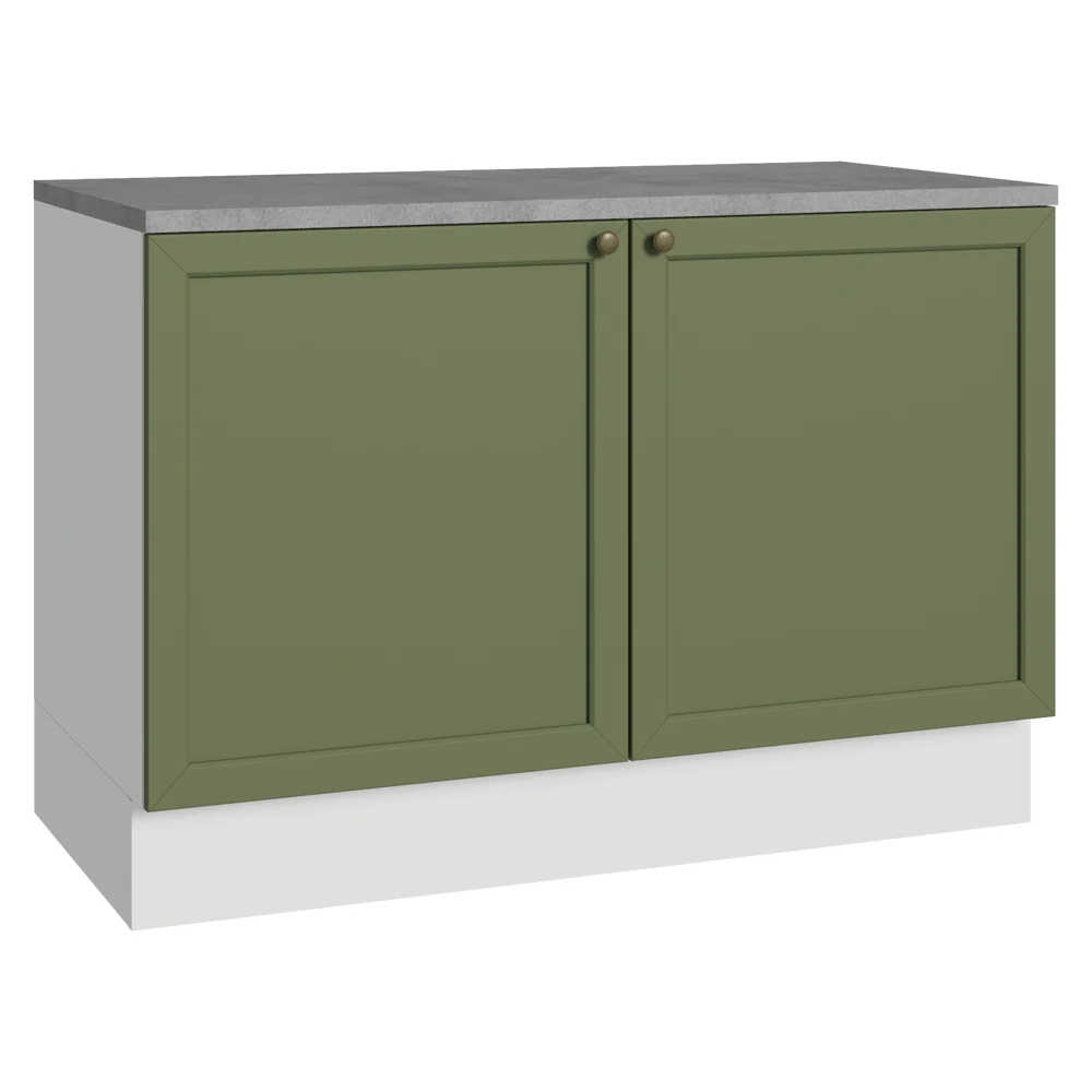 Balcão de Cozinha 120 x 60 cm 2 Portas (Com Tampo) Branco/Verde Vik Madesa