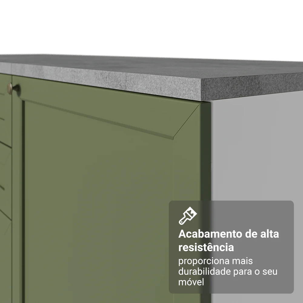 Balcão de Cozinha 120 x 60 cm 2 Portas (Com Tampo) Branco/Verde Vik Madesa - Image 8